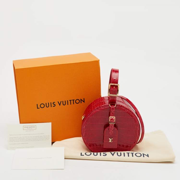 Pre Owned Louis Vuitton Red Crocodile Petite Boite Chapeau Bag