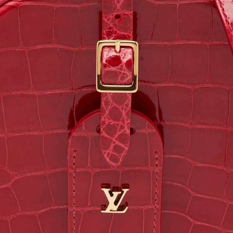 Pre Owned Louis Vuitton Red Crocodile Petite Boite Chapeau Bag