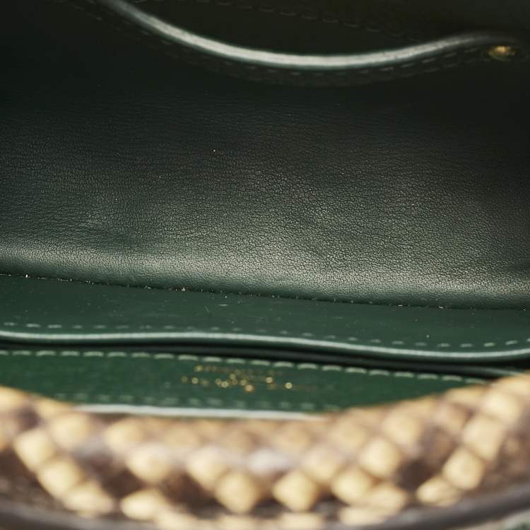 Pre Owned Louis Vuitton Green/Beige Leather and Python Capucines Mini Bag