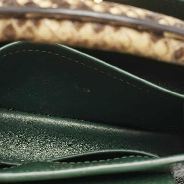 Pre Owned Louis Vuitton Green/Beige Leather and Python Capucines Mini Bag