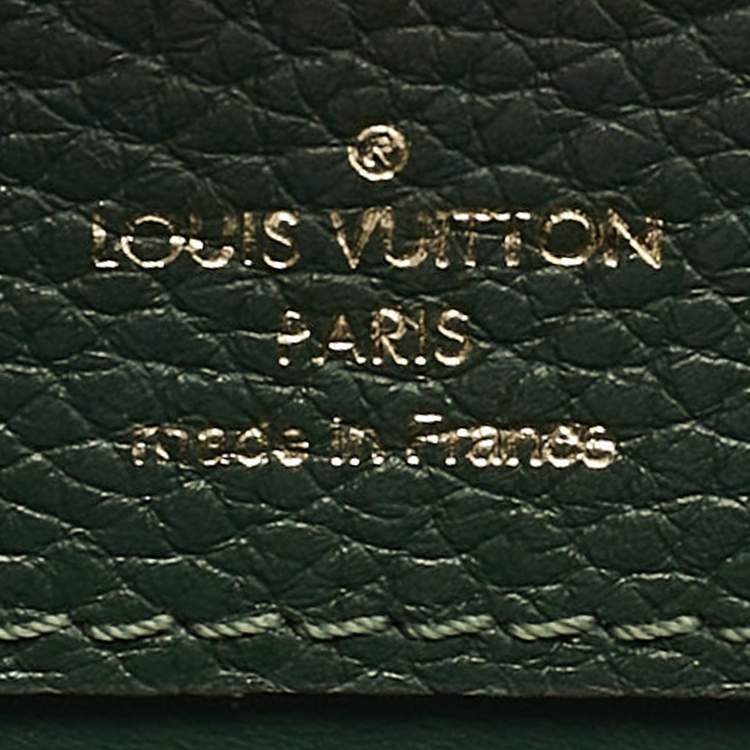 Pre Owned Louis Vuitton Green/Beige Leather and Python Capucines Mini Bag