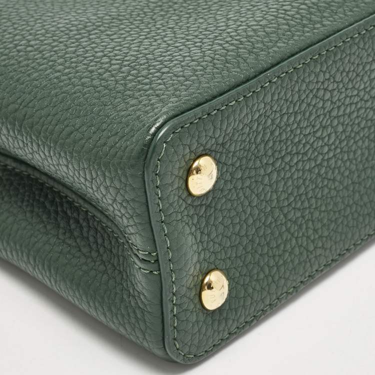 Pre Owned Louis Vuitton Green/Beige Leather and Python Capucines Mini Bag
