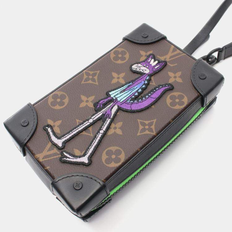 Pre Owned  Louis Vuitton Black Brown Monogram Macassar Soft Trunk Phone Box Bag