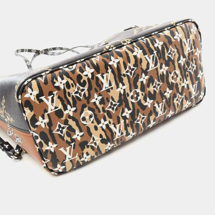 Pre Owned Louis Vuitton Brown Black Monogram Jungle Neverfull MM Tote Bag