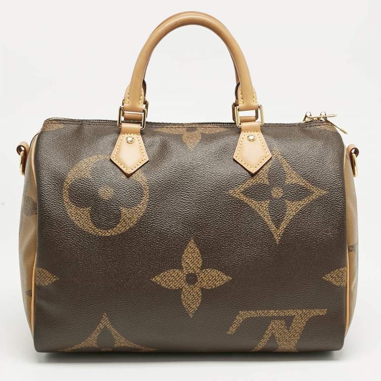 Pre Owned Louis Vuitton Giant Monogram Reverse Canvas Speedy Bandouliere 30 Bag