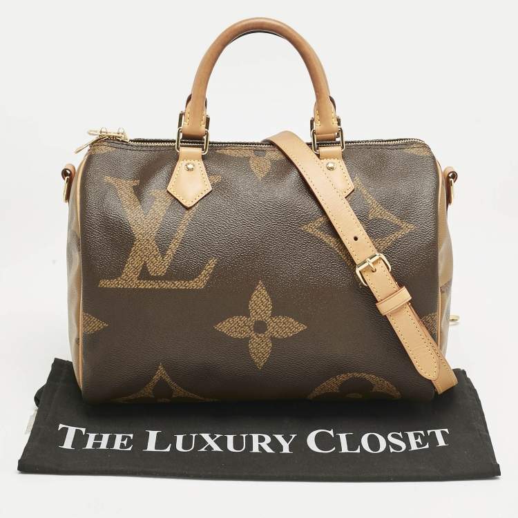 Pre Owned Louis Vuitton Giant Monogram Reverse Canvas Speedy Bandouliere 30 Bag