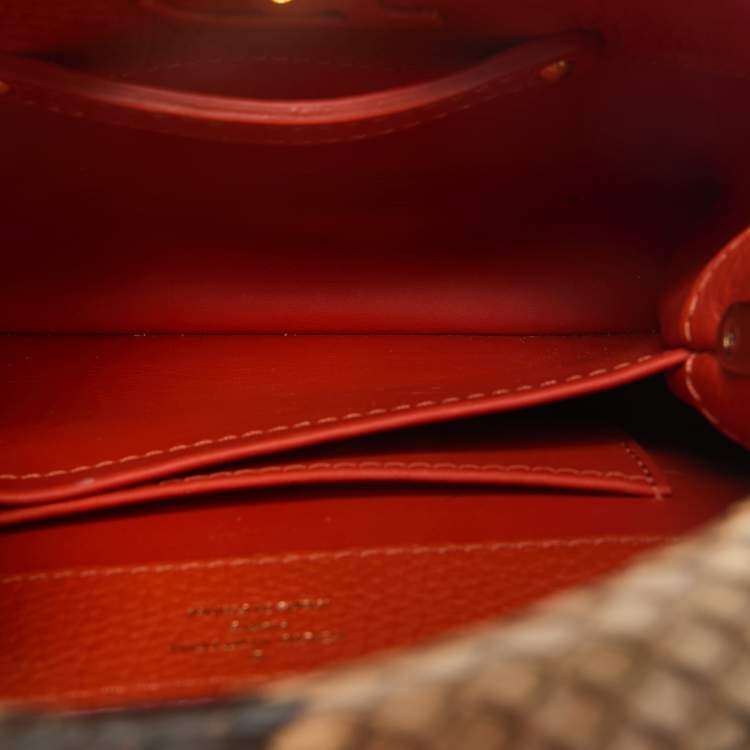 Pre Owned Louis Vuitton Orange/Beige Taurillon Leather and Python Mini Capucines Bag