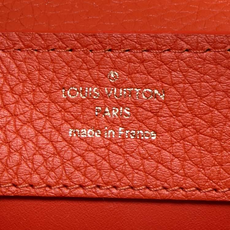 Pre Owned Louis Vuitton Orange/Beige Taurillon Leather and Python Mini Capucines Bag