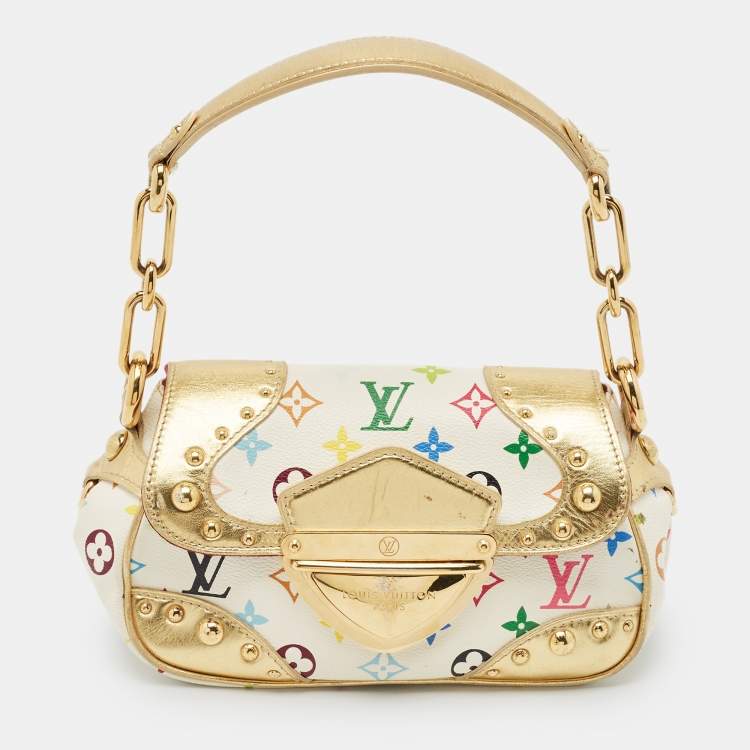 Pre Owned Louis Vuitton White Monogram Multicolore Canvas Marilyn Bag