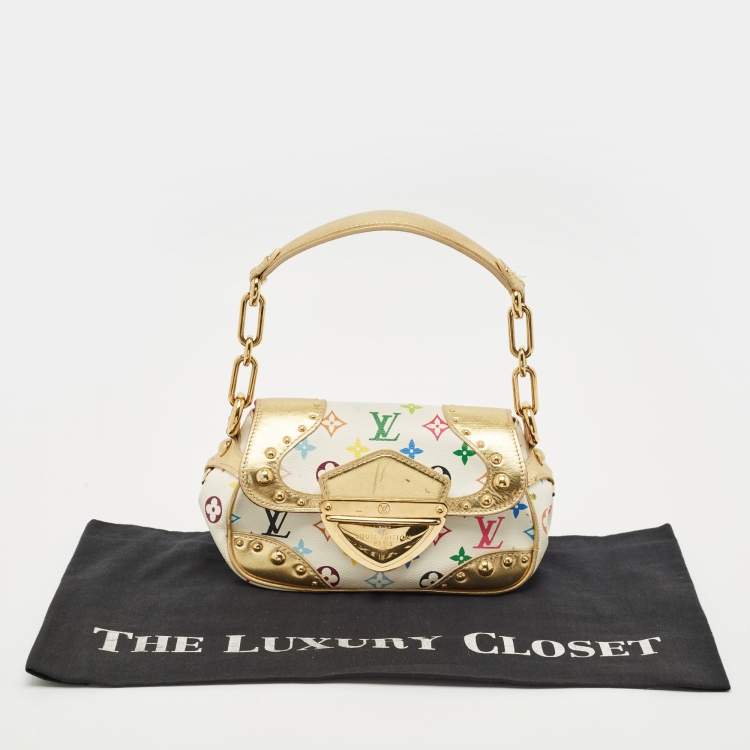 Pre Owned Louis Vuitton White Monogram Multicolore Canvas Marilyn Bag
