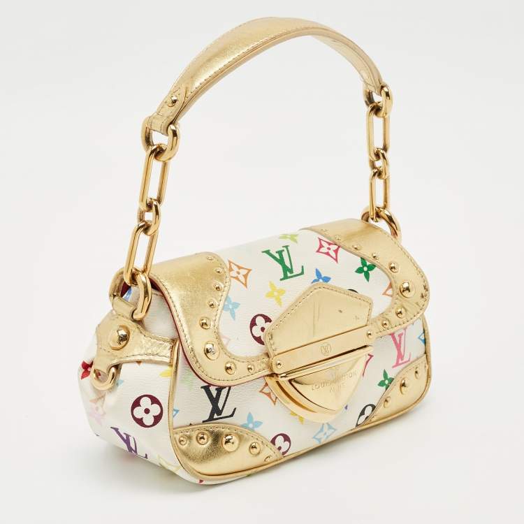 Pre Owned Louis Vuitton White Monogram Multicolore Canvas Marilyn Bag