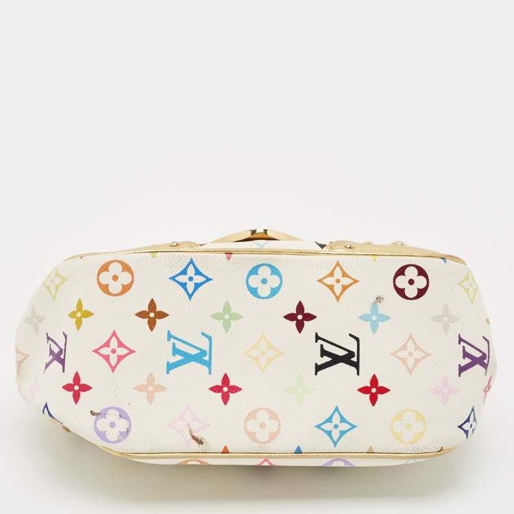 Pre Owned Louis Vuitton White Monogram Multicolore Canvas Marilyn Bag