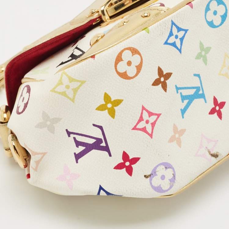 Pre Owned Louis Vuitton White Monogram Multicolore Canvas Marilyn Bag