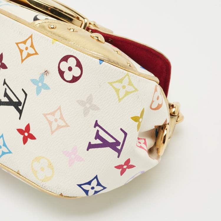Pre Owned Louis Vuitton White Monogram Multicolore Canvas Marilyn Bag
