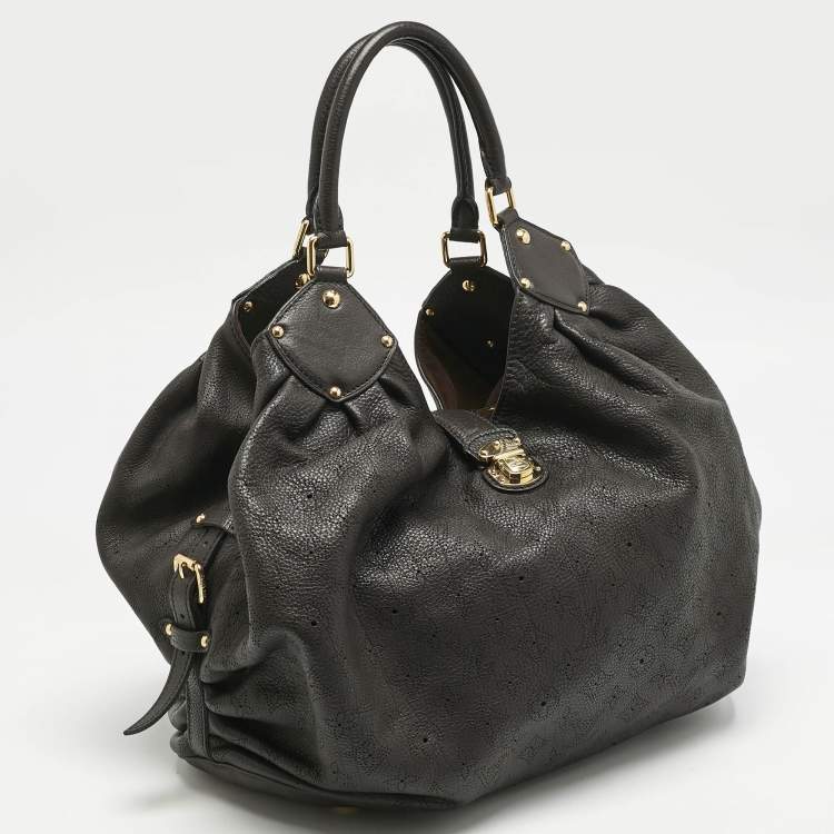 Pre Owned Louis Vuitton Ebene Monogram Mahina Leather XL Bag
