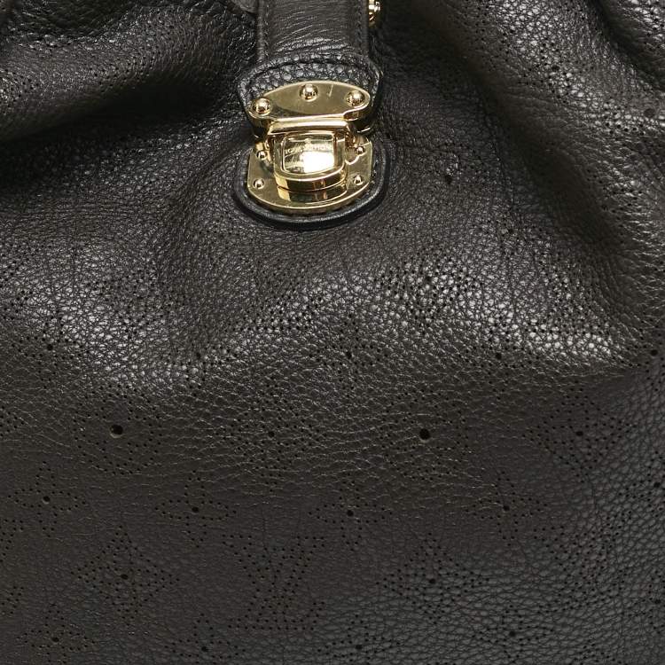 Pre Owned Louis Vuitton Ebene Monogram Mahina Leather XL Bag