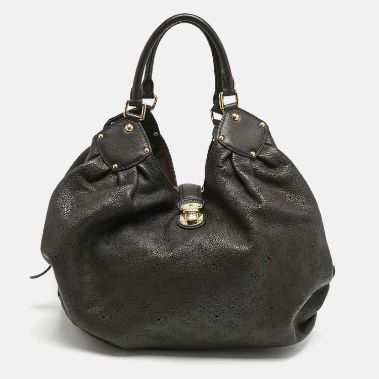 Pre Owned Louis Vuitton Ebene Monogram Mahina Leather XL Bag