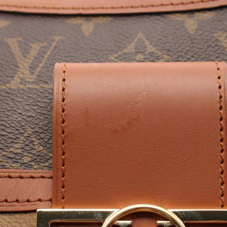 Pre Owned Louis Vuitton Brown/Beige Monogram Canvas Dauphine MM Shoulder Bag