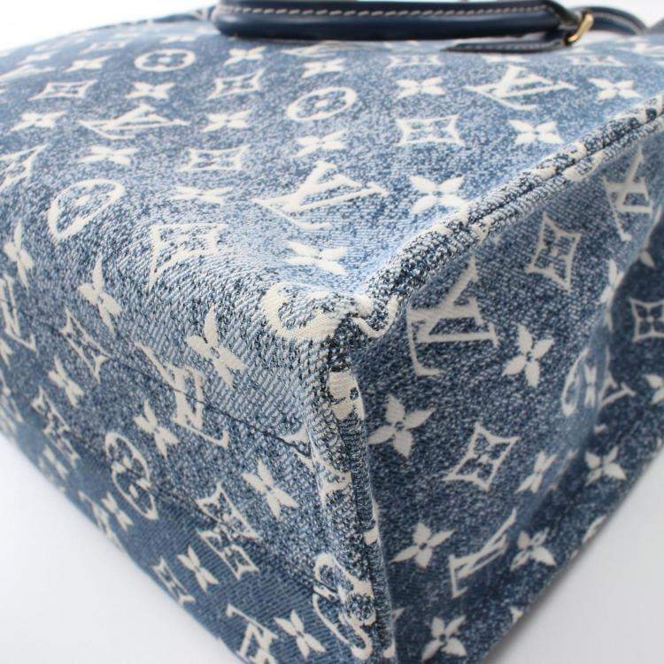 Pre Owned Louis Vuitton Blue/Navy Monogram Denim OnTheGo MM Tote Bag
