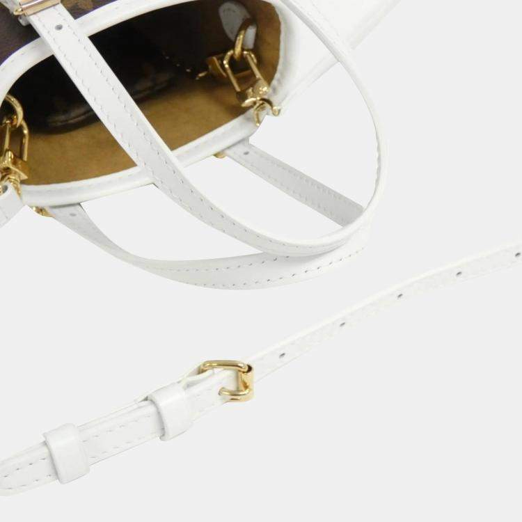 Pre Owned Louis Vuitton White Monogram LV Match Nano Bucket Bag 