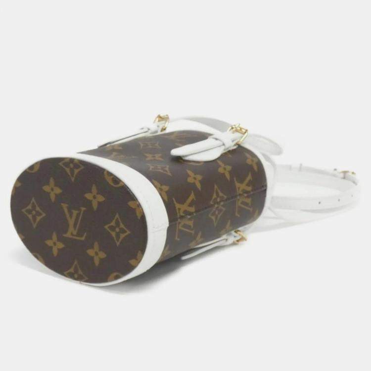 Pre Owned Louis Vuitton White Monogram LV Match Nano Bucket Bag 