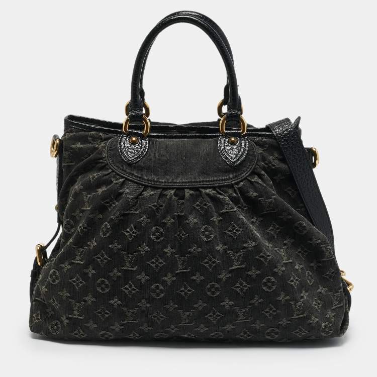 Pre Owned Louis Vuitton Black Monogram Denim Neo Cabby MM Bag
