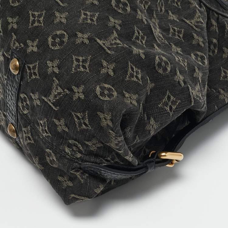 Pre Owned Louis Vuitton Black Monogram Denim Neo Cabby MM Bag