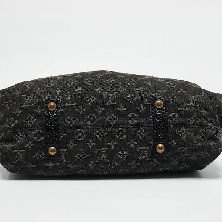 Pre Owned Louis Vuitton Black Monogram Denim Neo Cabby MM Bag