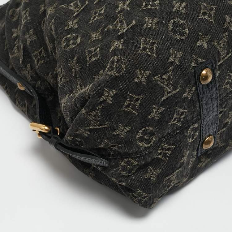 Pre Owned Louis Vuitton Black Monogram Denim Neo Cabby MM Bag