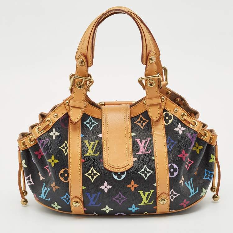 Pre Owned Louis Vuitton Black Multicolor Monogram Canvas Theda GM Bag