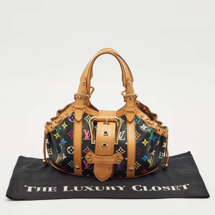 Pre Owned Louis Vuitton Black Multicolor Monogram Canvas Theda GM Bag