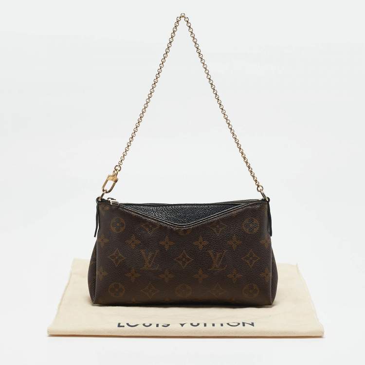 Pre Owned Louis Vuitton Black Monogram Canvas Pallas Chain Clutch