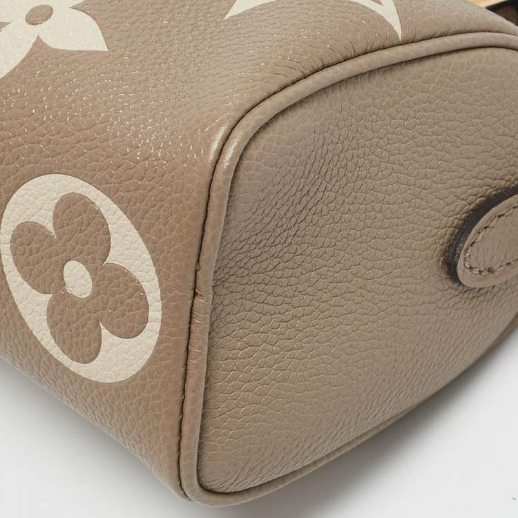 Pre Owned Louis Vuitton Tourterelle Gray/Cream Monogram Empreinte Leather Nano Speedy Bag