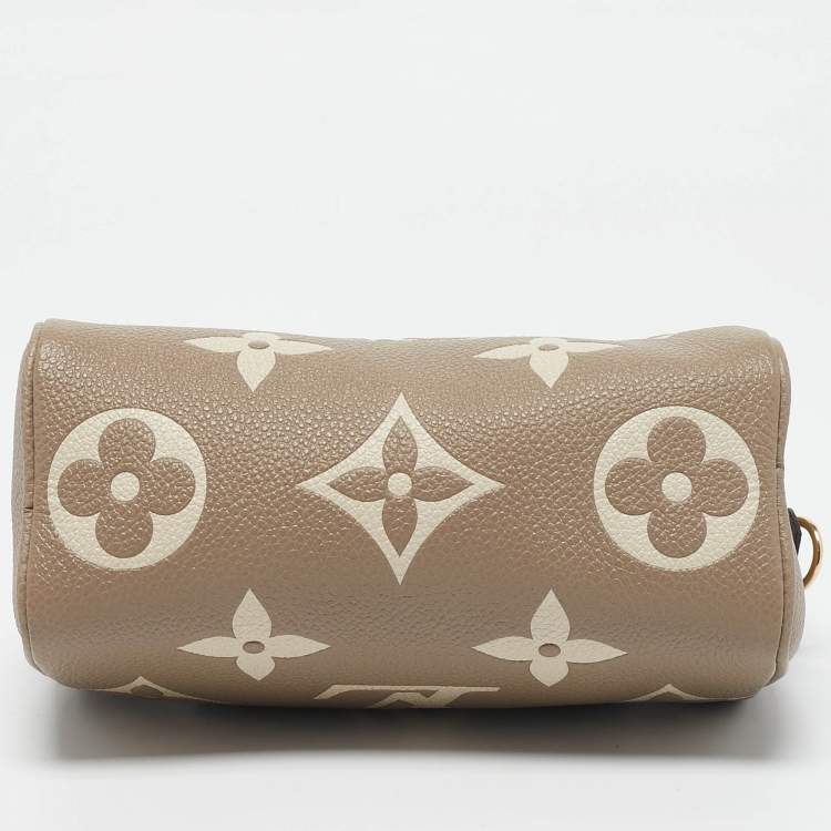 Pre Owned Louis Vuitton Tourterelle Gray/Cream Monogram Empreinte Leather Nano Speedy Bag