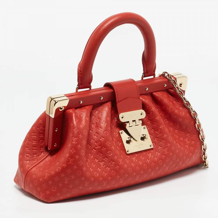 Pre Owned Louis Vuitton Red Nanogram Leather Clutch