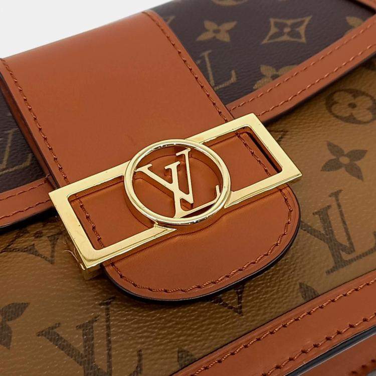 Pre Owned Louis Vuitton Brown Coated Canvas Dauphine MM bag