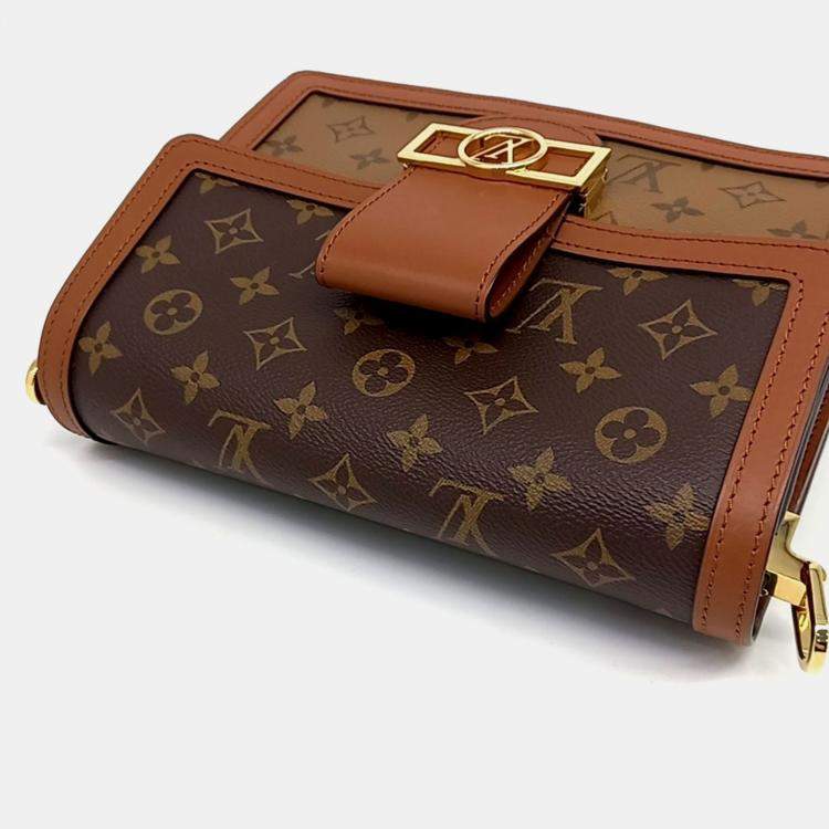 Pre Owned Louis Vuitton Brown Coated Canvas Dauphine MM bag