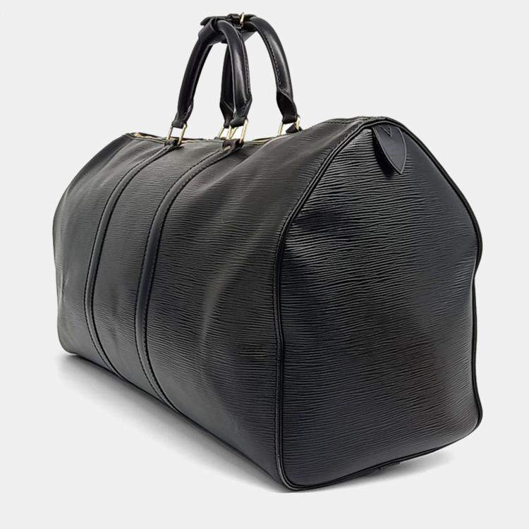 Pre Owned Louis Vuitton Black Leather Epi Keepall 50 bag