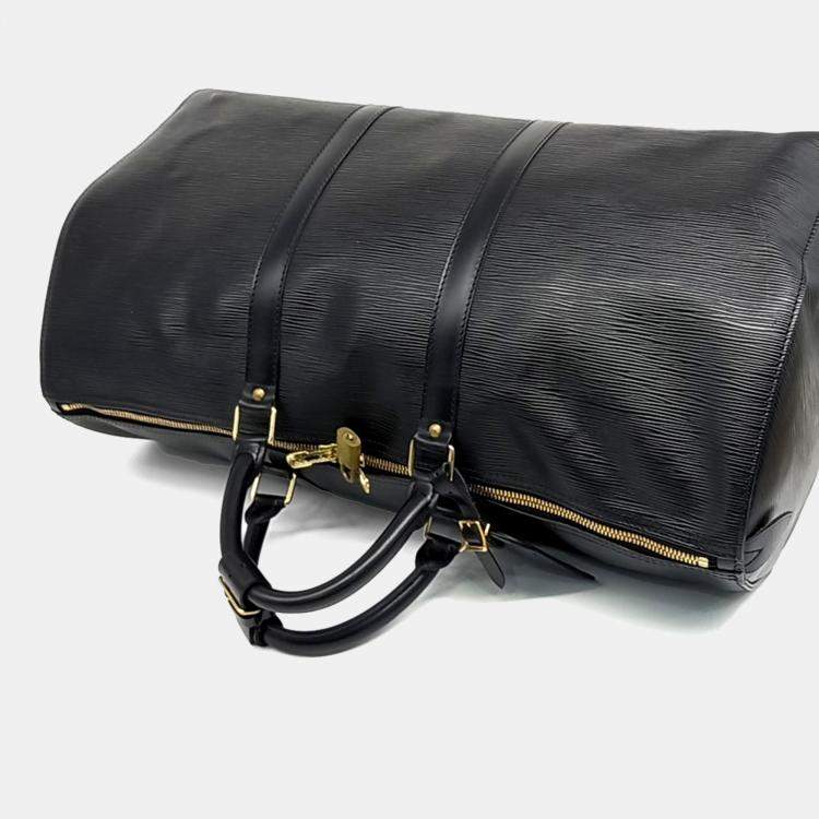 Pre Owned Louis Vuitton Black Leather Epi Keepall 50 bag