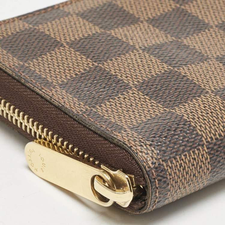Pre Owned Louis Vuitton Damier Ebene Canvas Zippy Compact Wallet