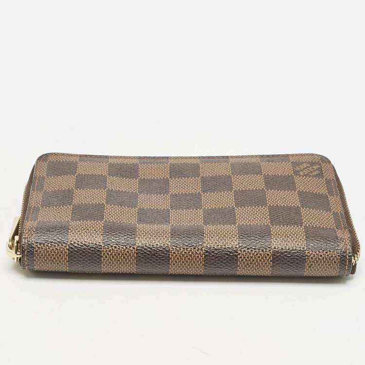 Pre Owned Louis Vuitton Damier Ebene Canvas Zippy Compact Wallet