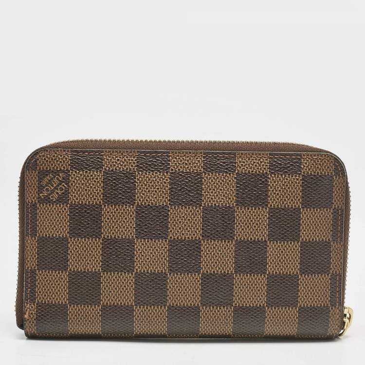 Pre Owned Louis Vuitton Damier Ebene Canvas Zippy Compact Wallet