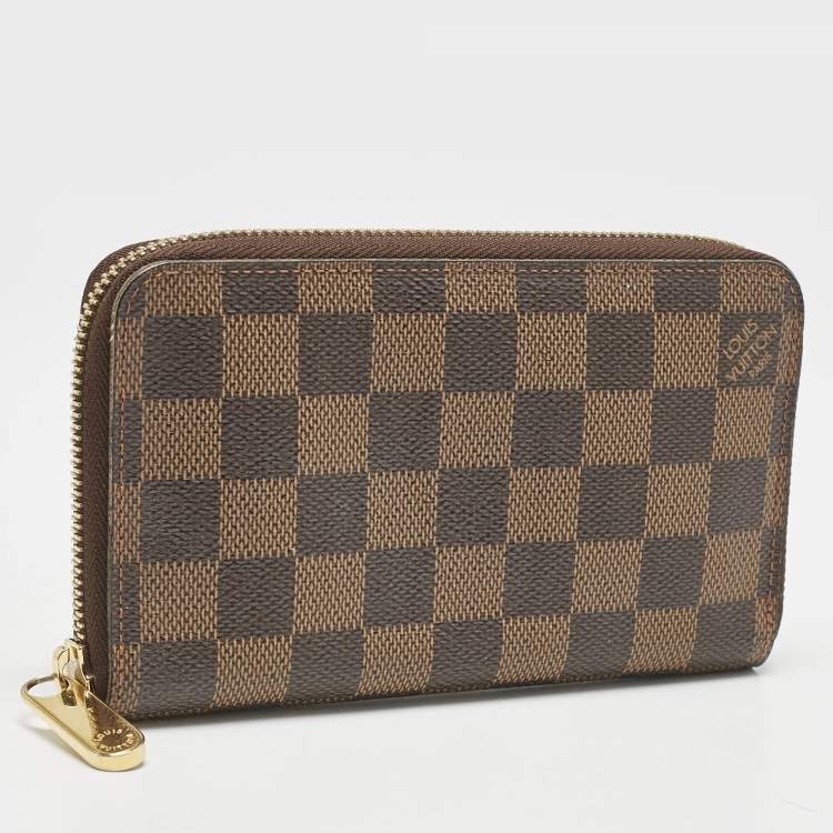 Pre Owned Louis Vuitton Damier Ebene Canvas Zippy Compact Wallet
