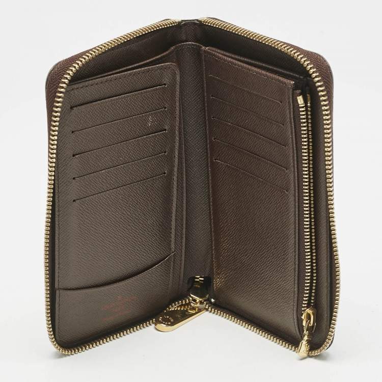 Pre Owned Louis Vuitton Damier Ebene Canvas Zippy Compact Wallet