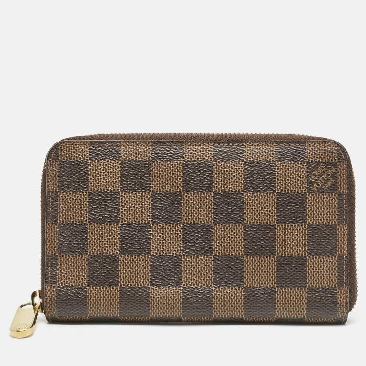 Pre Owned Louis Vuitton Damier Ebene Canvas Zippy Compact Wallet