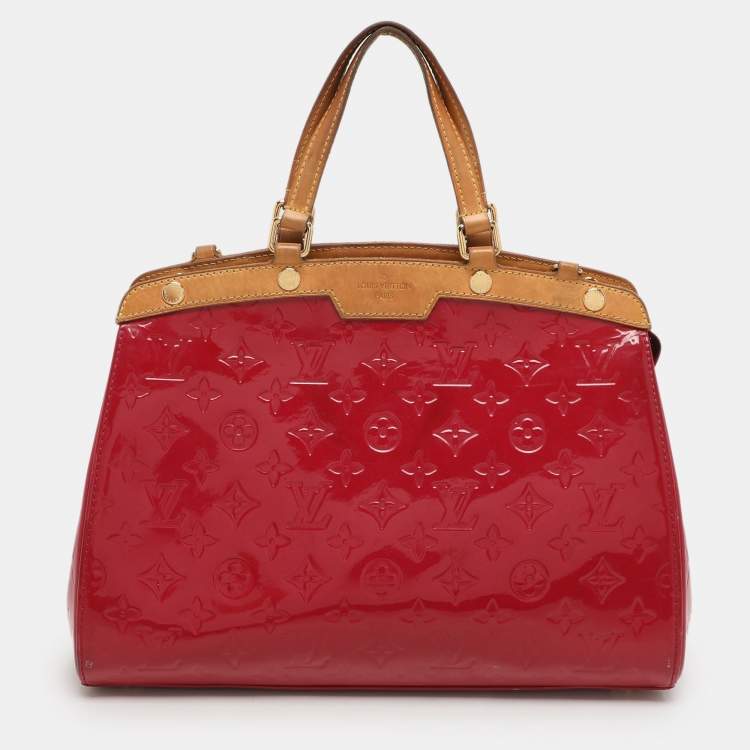 Pre Owned Louis Vuitton Rose Pop Monogram Vernis Brea MM Bag