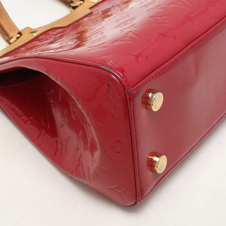 Pre Owned Louis Vuitton Rose Pop Monogram Vernis Brea MM Bag