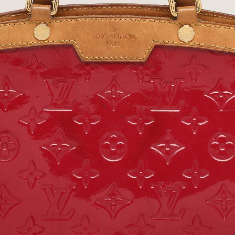 Pre Owned Louis Vuitton Rose Pop Monogram Vernis Brea MM Bag