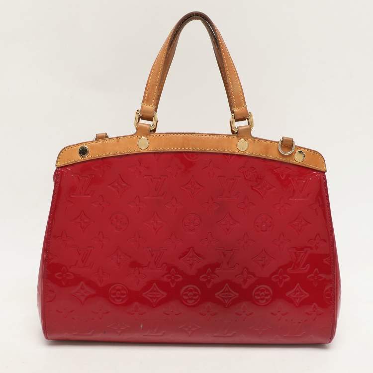 Pre Owned Louis Vuitton Rose Pop Monogram Vernis Brea MM Bag
