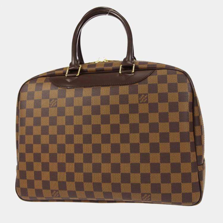 Pre Owned Louis Vuitton Brown Damier Ebene Canvas Deauville Bowling Vanity Shoulder Bag